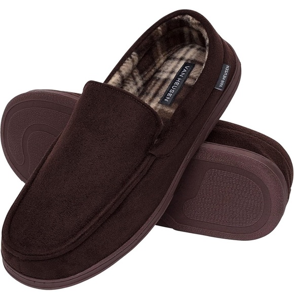 Van Heusen Mens Comfy Slip-on Micro Suede Softflannel Lining Slippers - Picture 1 of 7